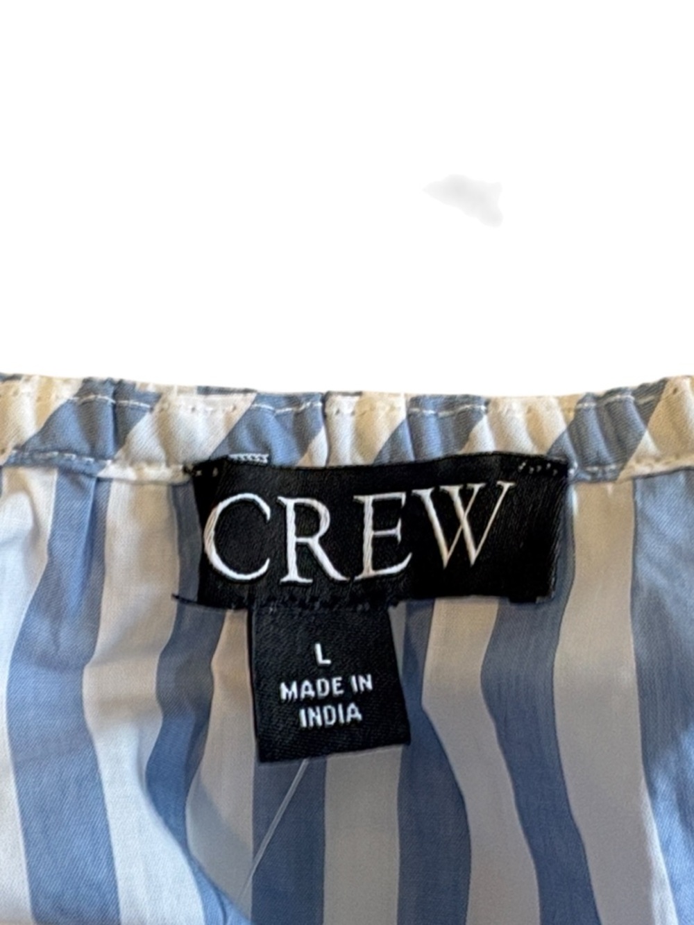 J. Crew V-Neck Smocked Waist Top in Stripe Cotton Lawn Size L Blue White NWT - Picture 5 of 10